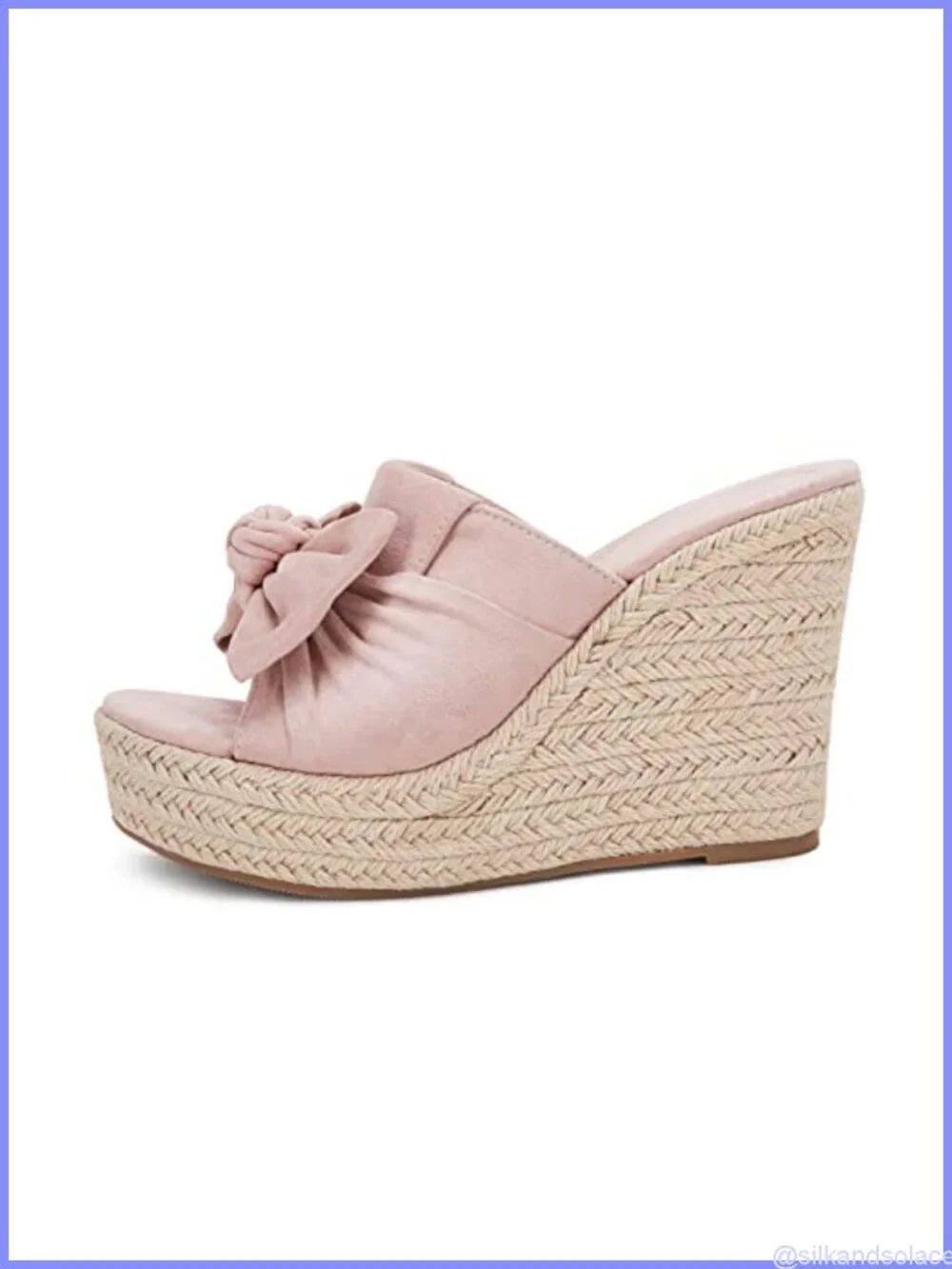 Womens Suede Faux Leather Platform Espadrille Wedge Slide Sandals Bow